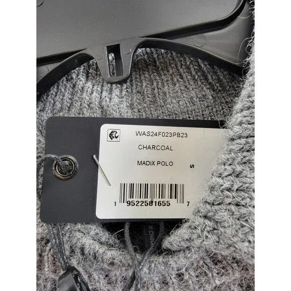 rag & bone Madix Wool-Alpaca Polo Sweater Women's S Charcoal Heather Pullover - Picture 14 of 14